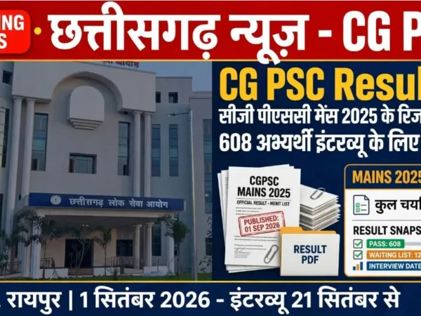 CG PSC Results: सीजी पीएससी मेंस 2025 के रिजल्ट जारी, 21 सितंबर से होंगे इंटरव्यू