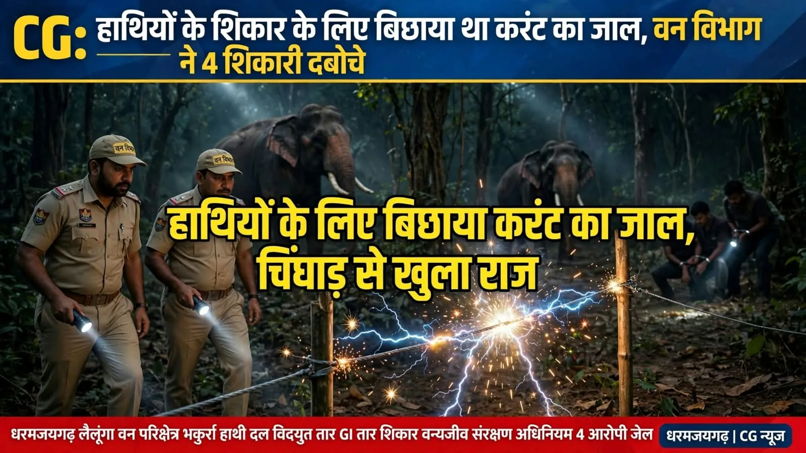 Dharamjaigarh: हाथियों को मारने बिछाया था करंट का जाल, चिंघाड़ और आग की लपटों से हुआ खुलासा