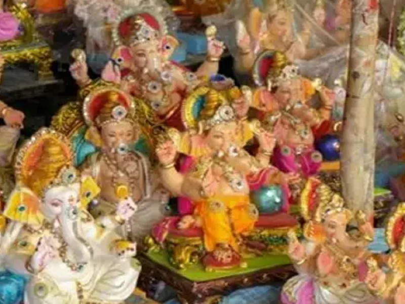 Eco-friendly Lord Ganesha idol sitting gracefully for Ganesh Chaturthi