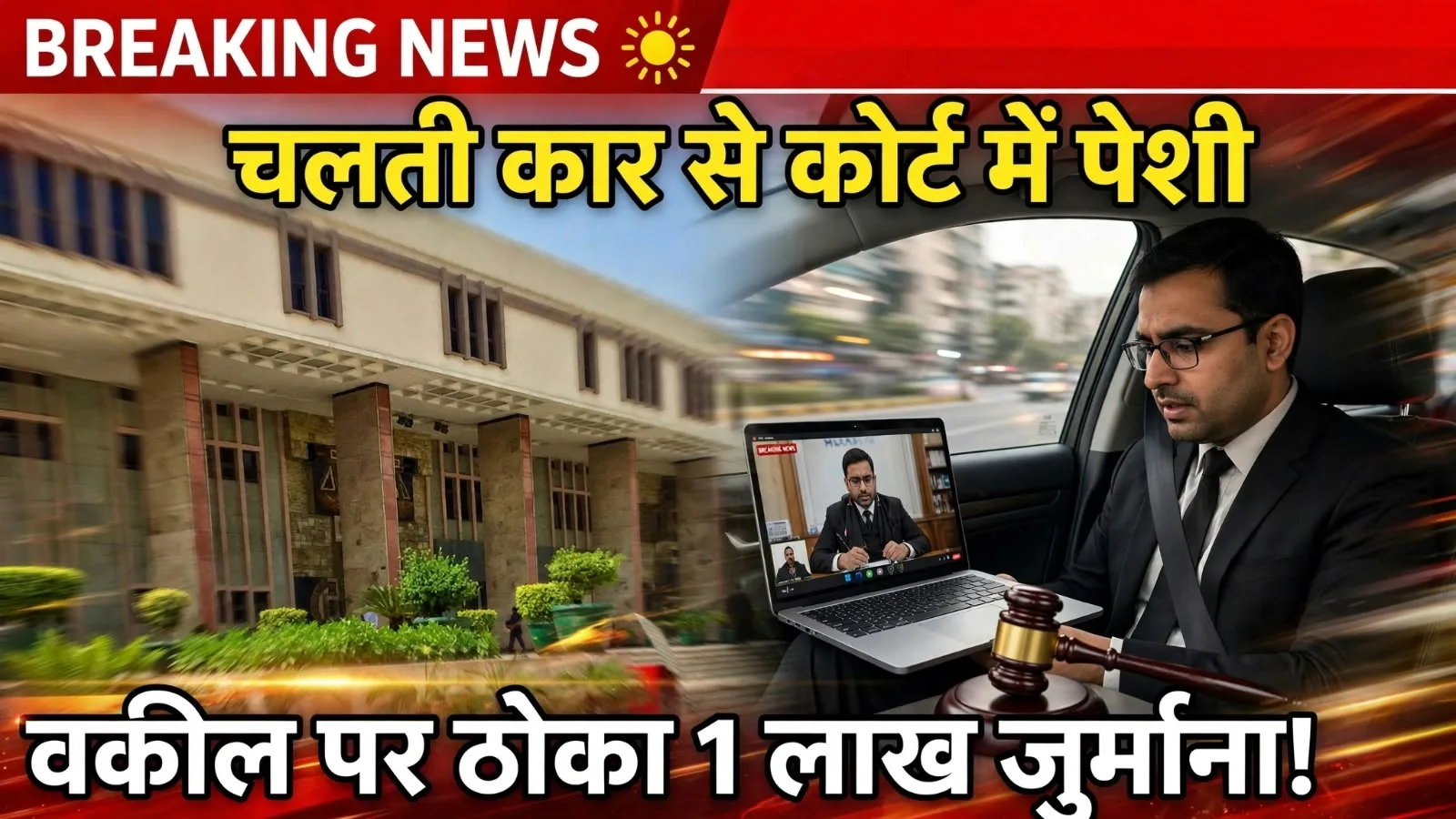 New Delhi: चलती कार से कोर्ट की सुनवाई में शामिल होना पड़ा महंगा, कोर्ट ने वकील पर ठोंका एक लाख का जुर्माना
