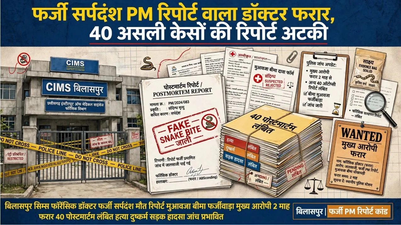 Bilaspur: फर्जी सर्पदंश PM रिपोर्ट लिखने वाला डॉक्टर ही दो महीने से है फरार, पुलिस की बढ़ी परेशानी