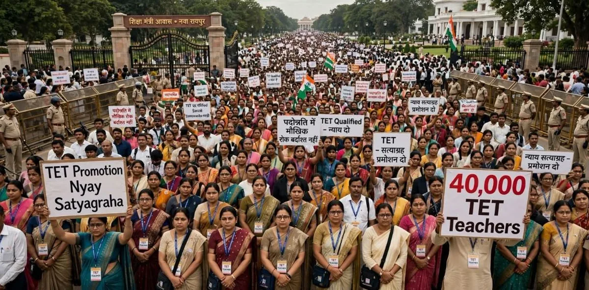 TET qualified teachers nyay satyagraha at education minister bungalow