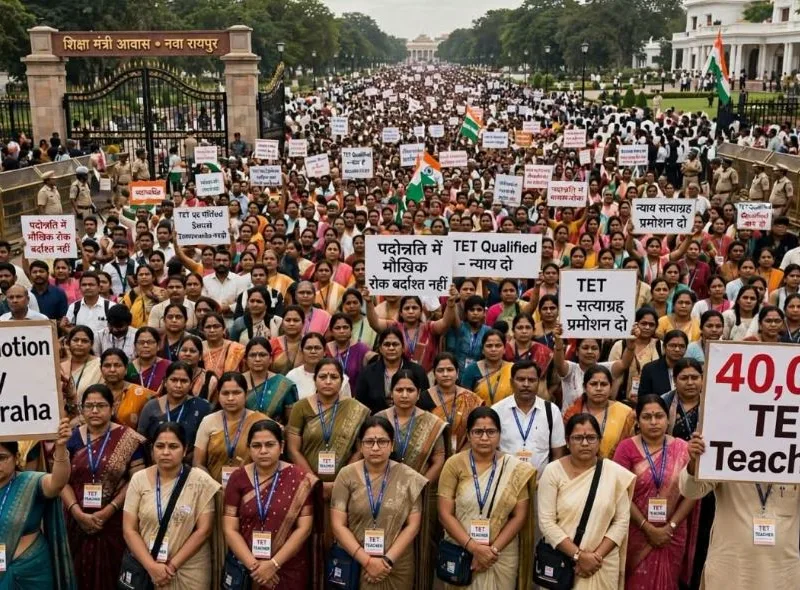 TET qualified teachers nyay satyagraha at education minister bungalow