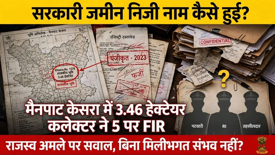 Ambikapur: सरकारी जमीन की निजी नाम पर कैसे हुई रजिस्ट्री? प्रशासन ने 5 पर कराई FIR, लेकिन राजस्व अमले पर सन्नाटा क्यों?