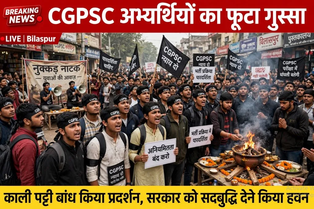 Bilaspur: CGPSC अभ्यर्थियों का फूटा गुस्सा, सड़क पर उतरे हजारों छात्र