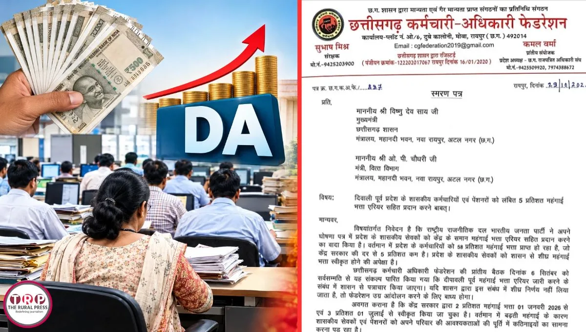 58% DA से संतुष्ट नहीं छत्तीसगढ़ के कर्मचारी! केंद्र के समान महंगाई भत्ते की रखी मांग, दिवाली तक दिया अल्टीमेटम
