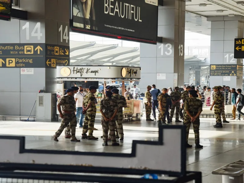 Passenger with metal implant undergoing airport security check before flight