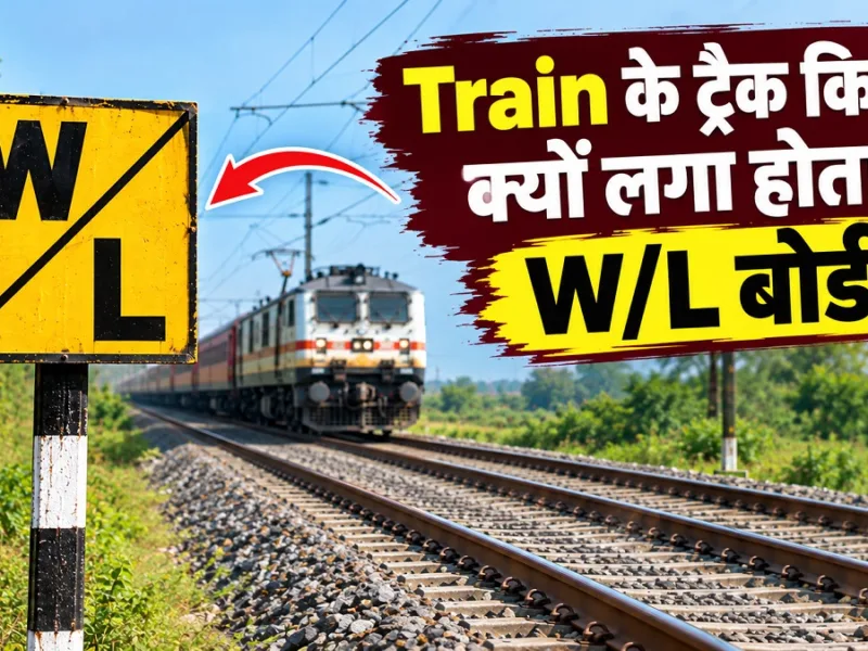 Yellow W/L board beside railway track near a level crossing