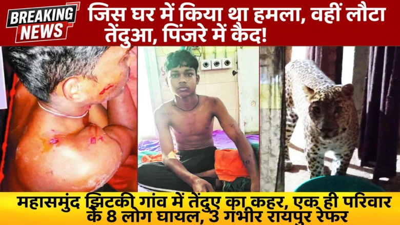 Leopard attacking villagers