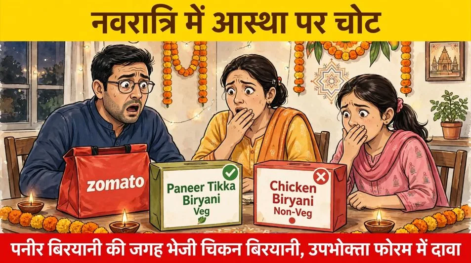 Bilaspur: नवरात्रि में शाकाहारी परिवार की आस्था पर चोट, जोमैटो से मंगाई पनीर बिरयानी, थाली में निकली चिकन बिरयानी, अब उपभोक्ता फोरम में ठोकेगा दावा