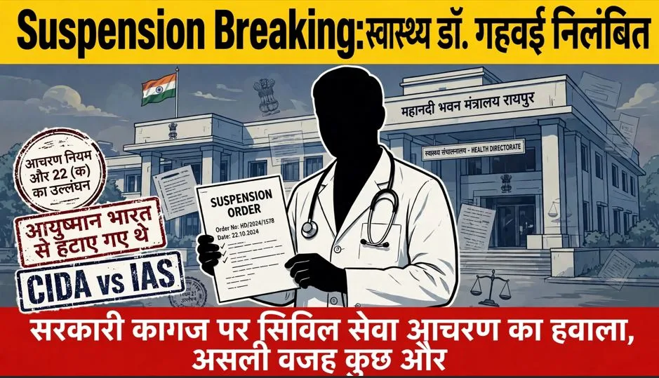 Suspension Breaking: स्वास्थ्य विभाग के अफसर डॉ गहवई को किया गया निलंबित, सरकारी आचरण के नियमों के उल्लंघन का आरोप, जानें क्या है निलंबन की असली वजह