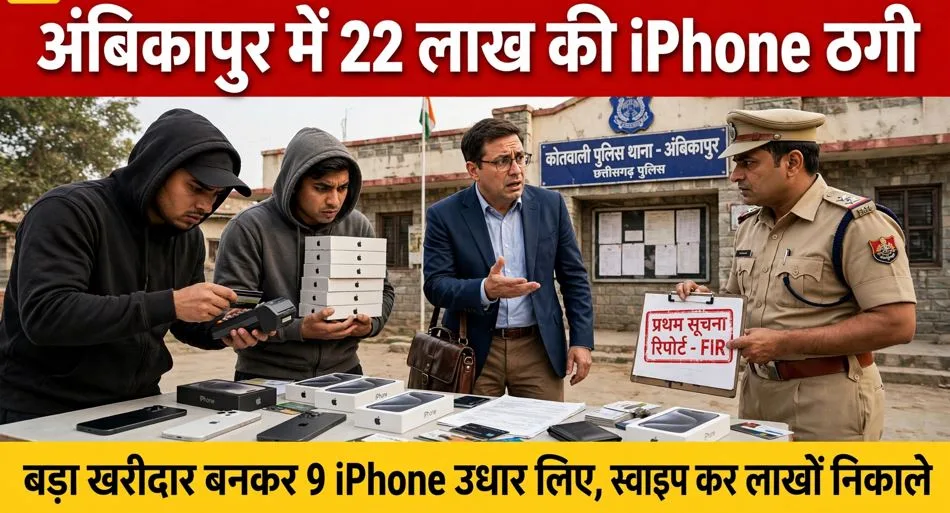 Ambikapur: कारोबारी को लगाया 22 लाख का चूना, बड़ा खरीदार बताकर जीता भरोसा और महंगे iPhone खरीदकर की ठगी