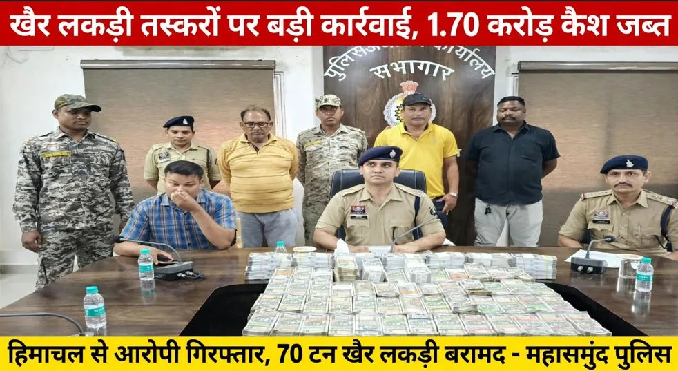 Mahasamund: खैर लकड़ी के तस्करों पर पुलिस की बड़ी कार्रवाई, हिमाचल प्रदेश से एक आरोपी गिरफ्तार, 1.70 करोड़ कैश की हुई जब्ती