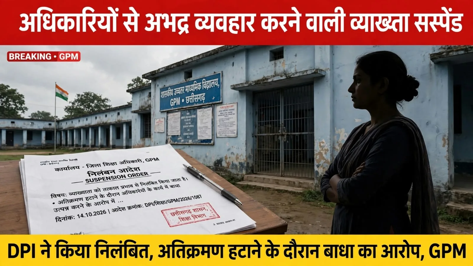 GPM: अधिकारियों-कर्मचारियों से अभद्र व्यवहार करने वाली महिला व्याख्याता सस्पेंड