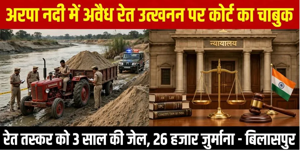 Bilaspur: छत्तीसगढ़ में रेत तस्करों पर कोर्ट का चाबुक, अरपा नदी में अवैध उत्खनन पर जेल की सजा, जुर्माना भी