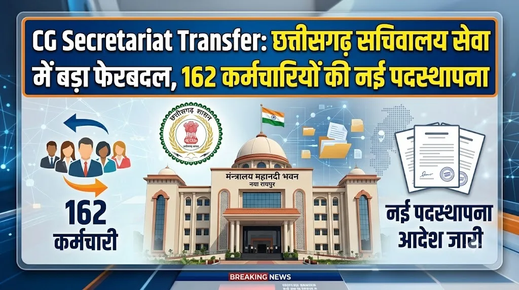 CG Secretariat Transfer: छत्तीसगढ़ सचिवालय सेवा में बड़ा फेरबदल, 150 से अधिक कर्मचारियों बदले प्रभार; देखें किसे कहां मिली जिम्मेदारी